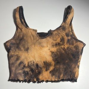 Distressed brown and black cropped tank top